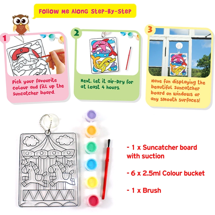 Colouring Suncatcher Board with Suction Painting Box Set