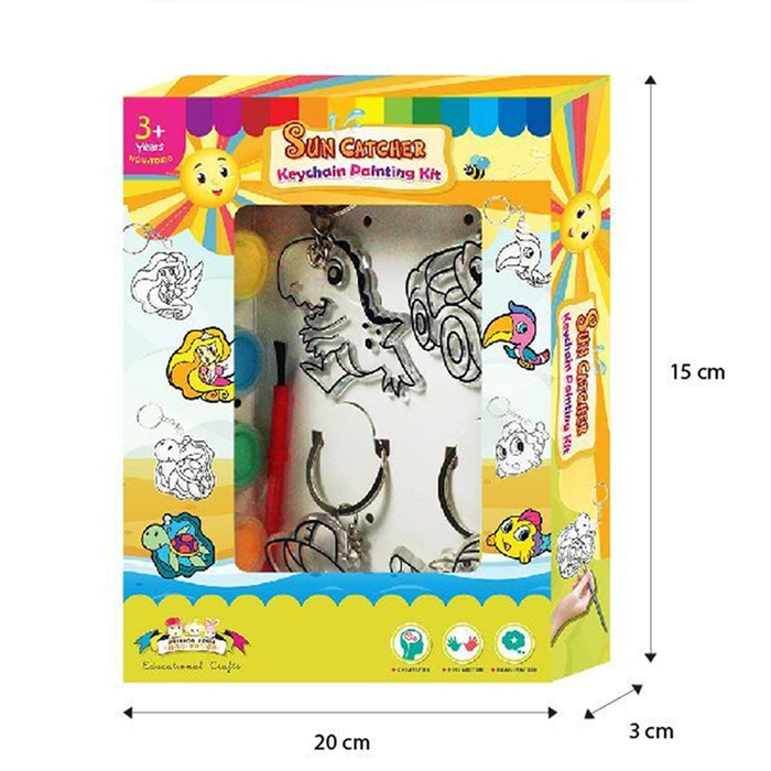 [4-in-1] Suncatcher Keychain Coloring Painting Set DIY Kit Key Chain Colour Set