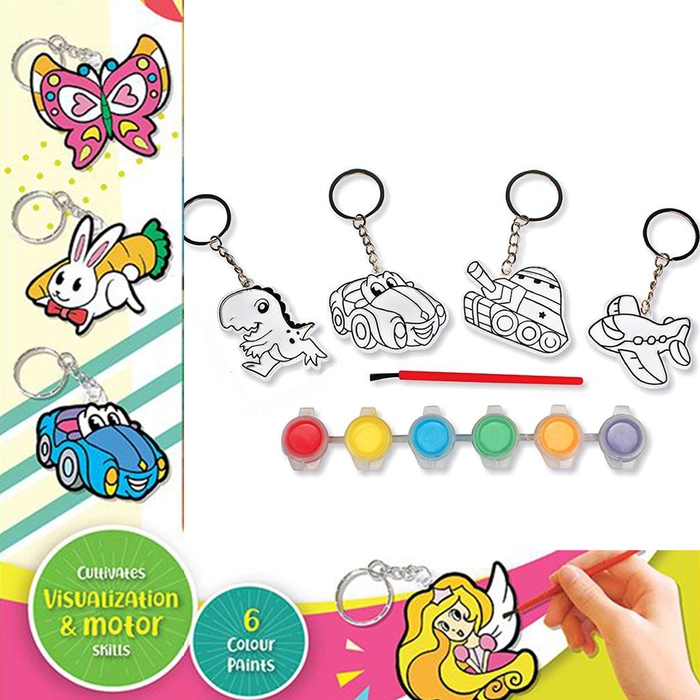 [4-in-1] Suncatcher Keychain Coloring Painting Set DIY Kit Key Chain Colour Set