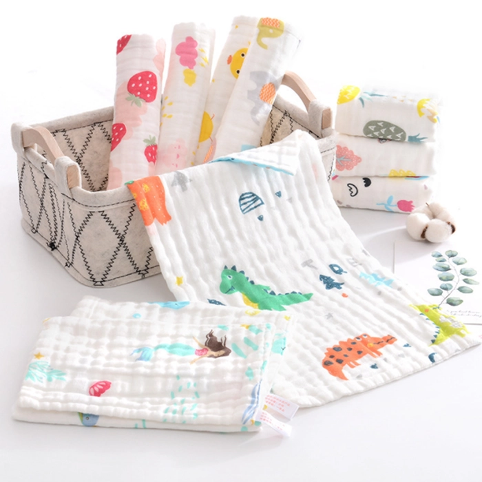 Long Hanky 6 Layer New Born Baby 25 x 50cm Face Towel Handkerchief Muslin Cotton Bib Burp Cloth Saliva LH