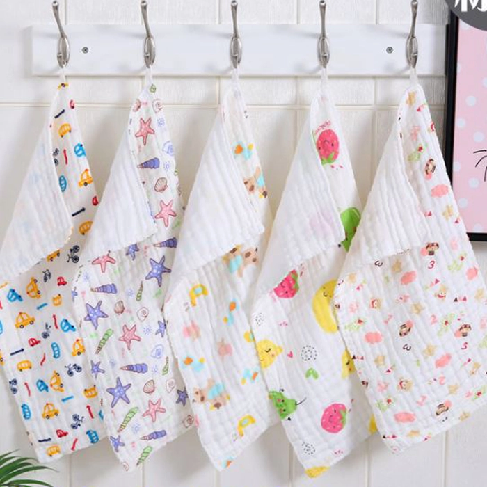 Long Hanky 6 Layer New Born Baby 25 x 50cm Face Towel Handkerchief Muslin Cotton Bib Burp Cloth Saliva LH