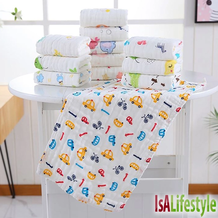 Long Hanky 6 Layer New Born Baby 25 x 50cm Face Towel Handkerchief Muslin Cotton Bib Burp Cloth Saliva LH