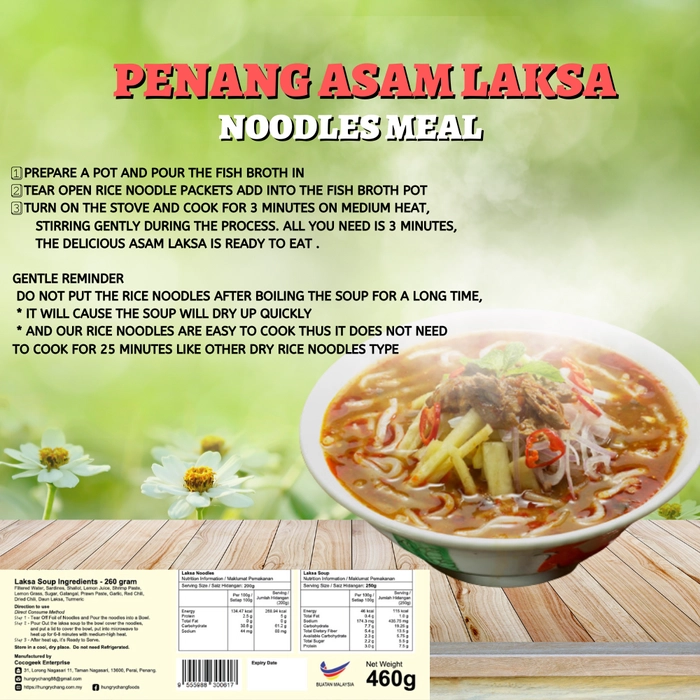 Penang Asam Laksa Soup with Fish + Noodle Instant Asam Laksa