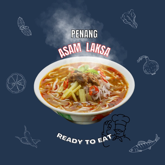 Penang Asam Laksa Soup with Fish + Noodle Instant Asam Laksa