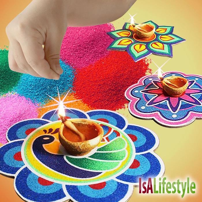 Rangoli Board Kolam Decoration Colorful Sand Art Set Kid Play Craft Christmas Gift Indian Deepavali