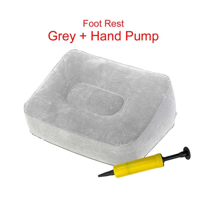 Inflatable PVC Flocking Footrest Pillow Long-Distance Flight Portable Relax Cushion Sleeping Pillow Foot Rest with Hand Pump