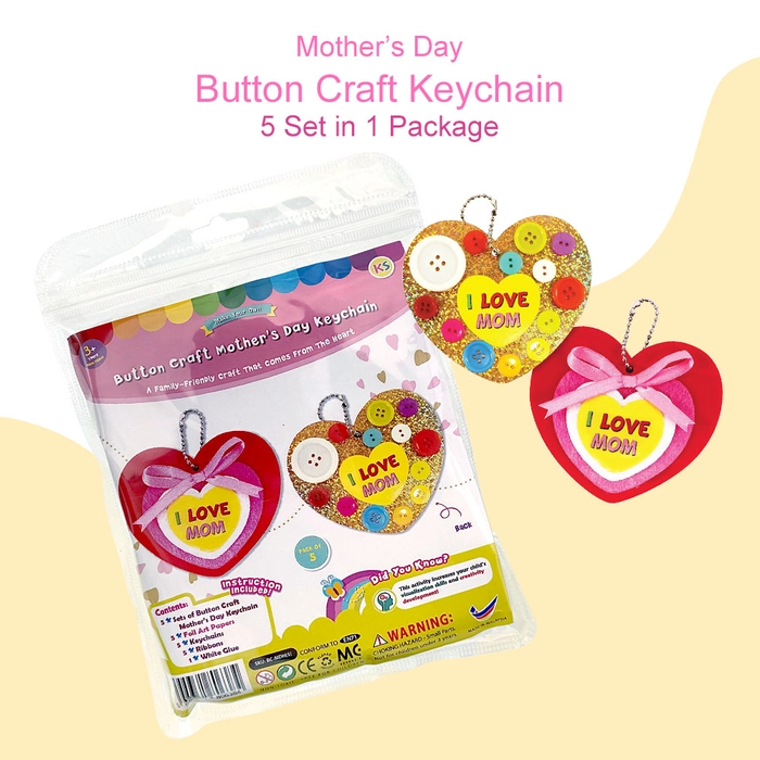 Mother's Day Gift Set Art Craft Present / Keychain / Magnets / Tree Hearts Stand / Button Keychain