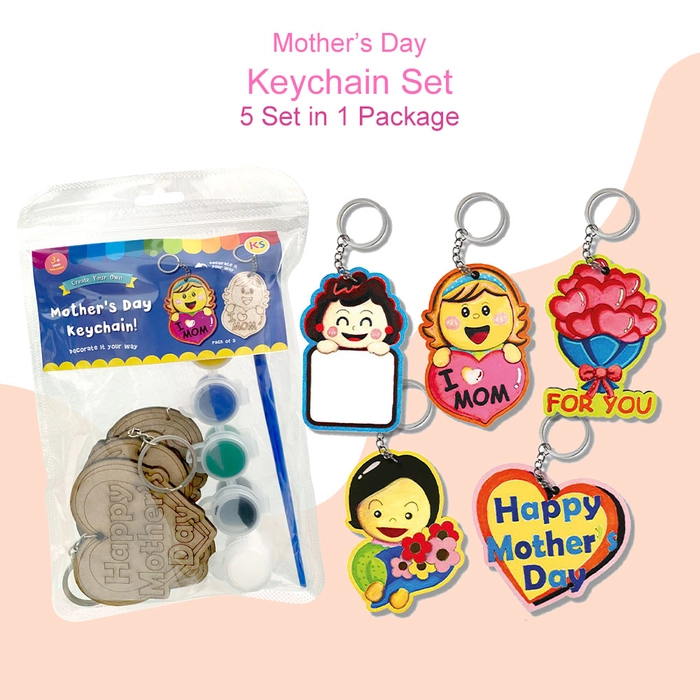 Mother's Day Gift Set Art Craft Present / Keychain / Magnets / Tree Hearts Stand / Button Keychain