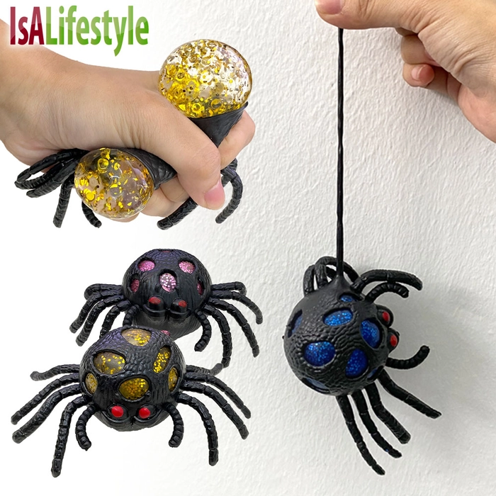 Spider Stress Ball Squishy Toys Halloween Tricky Toy Cute Mesh Stress Relieving Squeezing Ball Party Gift