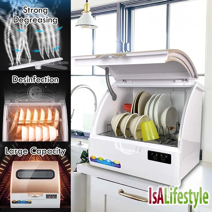 Tabletop Dishwasher Intelligent Automatic Counter Top Dish Washer Dishwasher Fruit Washer Wash + Dry YH-XWJ01