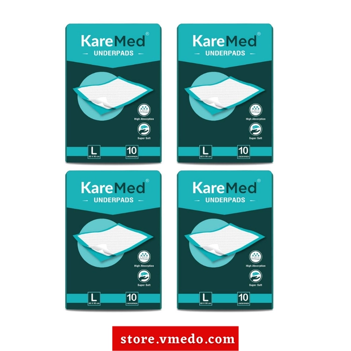 Karemed Underpads Size L: 60 x 90cm (40 Pieces, Pack of 4)