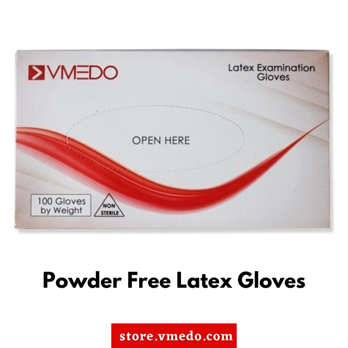 VMEDO Latex Gloves Powder Free (100 Pieces)