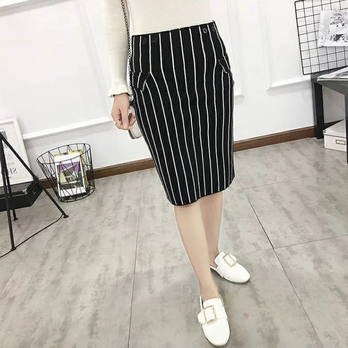 Striped Bodycon Skirt For Women