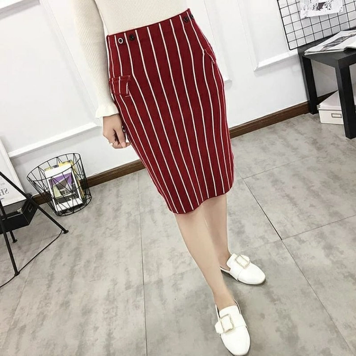 Striped Bodycon Skirt For Women