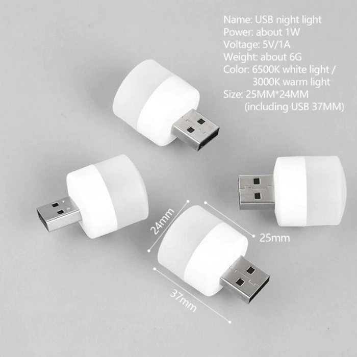 Multi Functional Mini USB Night Light Bulb (Pack of 5)