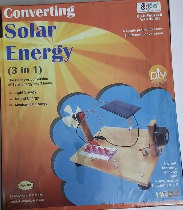 Converting Solar Energy (3 in 1) |This kit shows conversion of solar energy into 3 forms (Light, Sound, Mechanical)|3V Solar Panel| Age 10+