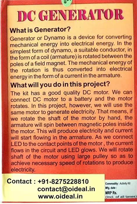 DC Generator Electricity DIY Kit.