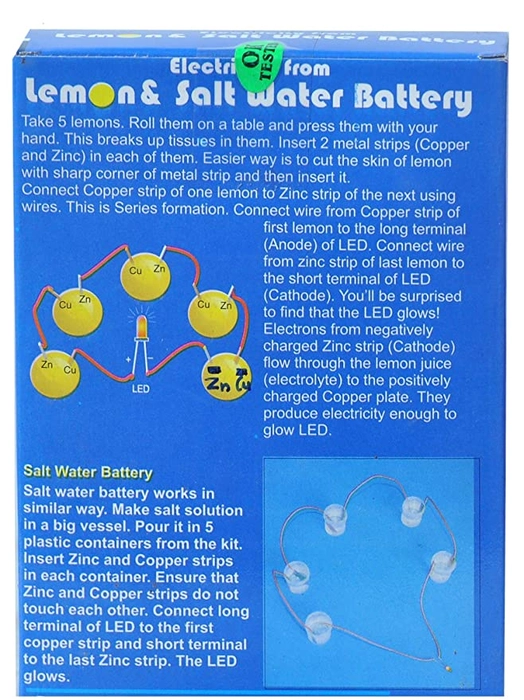 Electricity from Lemon and salt water| battery making DIY Science project kit |