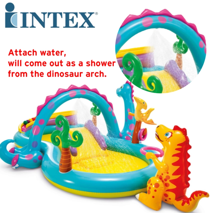 Intex 57135 Dinoland Play Center Inflatable Children Kid Spray Wading Children Play Swimming Pool With Water Slide