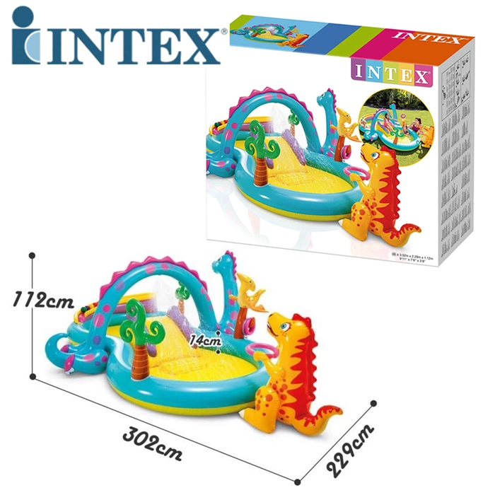 Intex 57135 Dinoland Play Center Inflatable Children Kid Spray Wading Children Play Swimming Pool With Water Slide