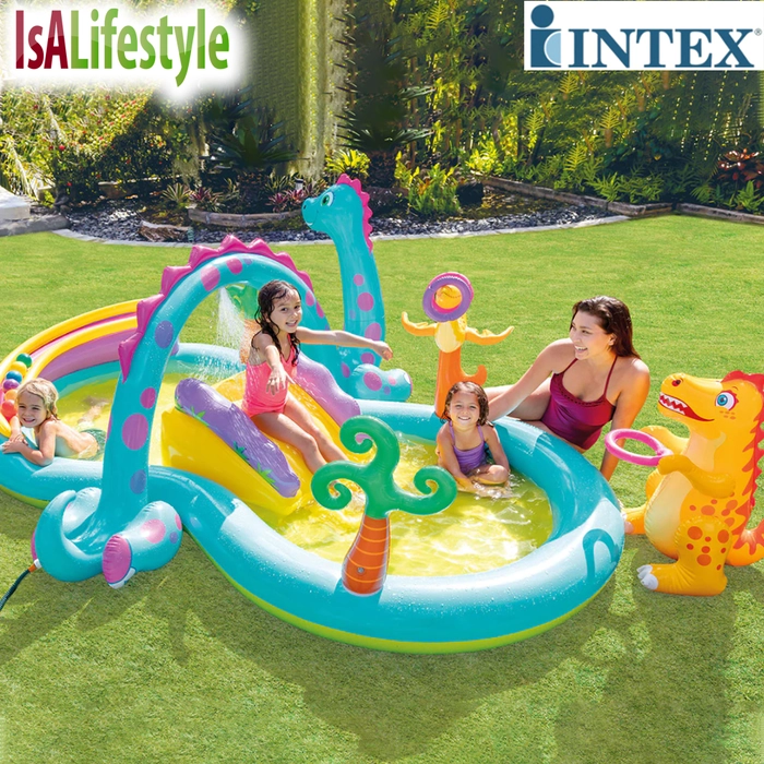 Intex 57135 Dinoland Play Center Inflatable Children Kid Spray Wading Children Play Swimming Pool With Water Slide