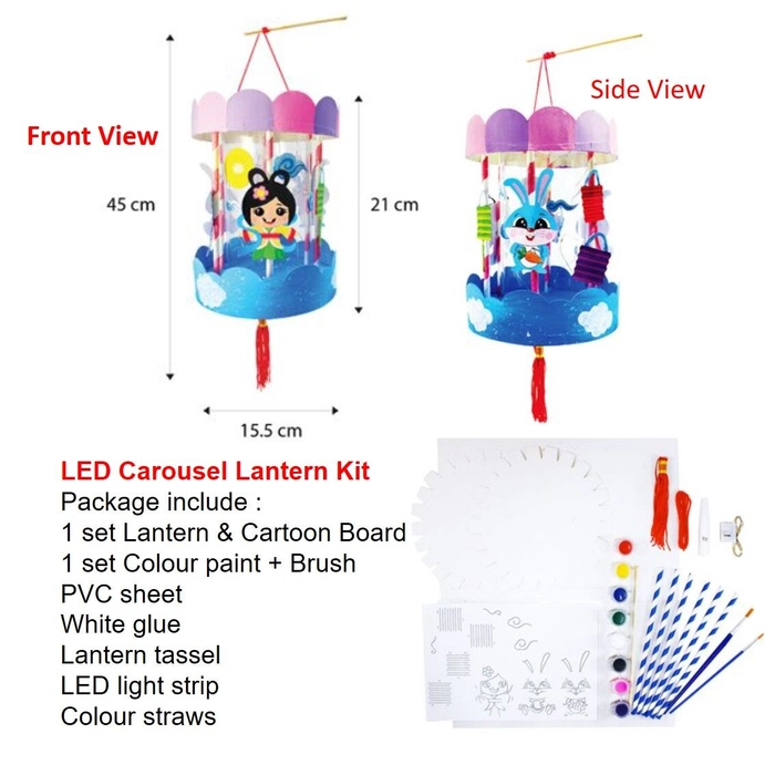 LED Lantern DIY Cartoon Mid-Autumn Moon Cake Festival Handmade Tang Lung