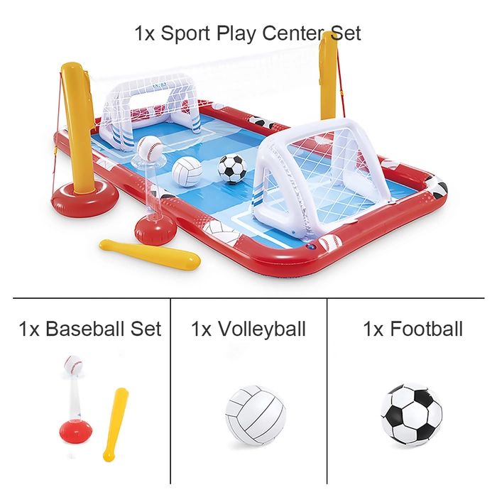 Intex 57147 Inflatable Kids Sports Pool Game Play Center 3in1 set Outdoor Water Pool Valleyball/ Football / Baseball