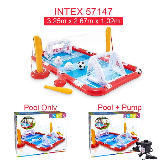 Intex 57147 Inflatable Kids Sports Pool Game Play Center 3in1 set Outdoor Water Pool Valleyball/ Football / Baseball