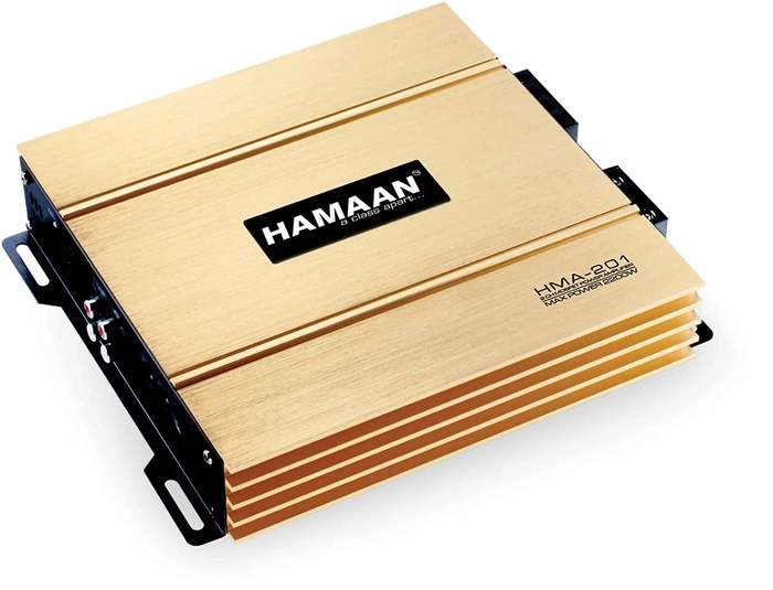 Hamaan HMA-201 1500W 2 Channel Class AB MOSFET High Power Car Amplifier (Golden)