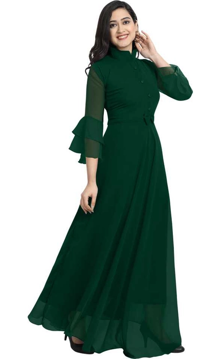 Indian Premium Georgette Green Embroidered Heavy Work Long Gown – Kaleendi