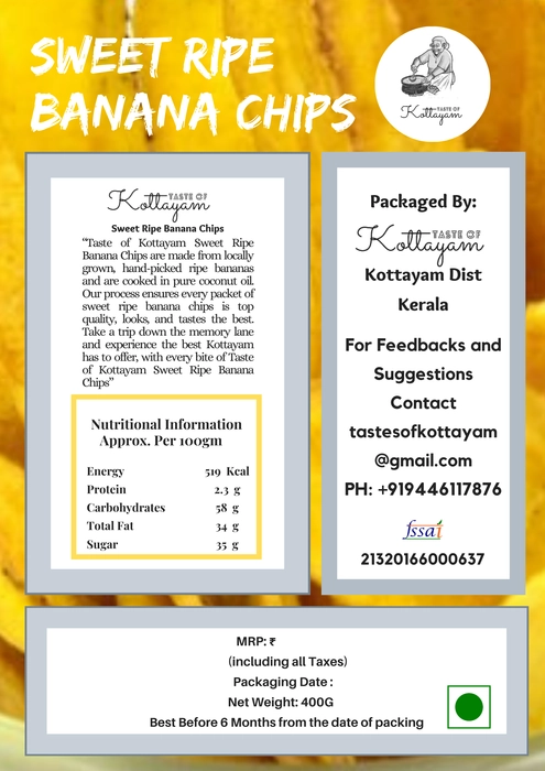 Taste Of Kottayam Sweet Ripe Banana Chips