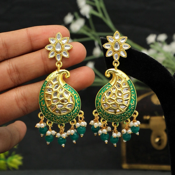 Green Color Meenakari Earrings