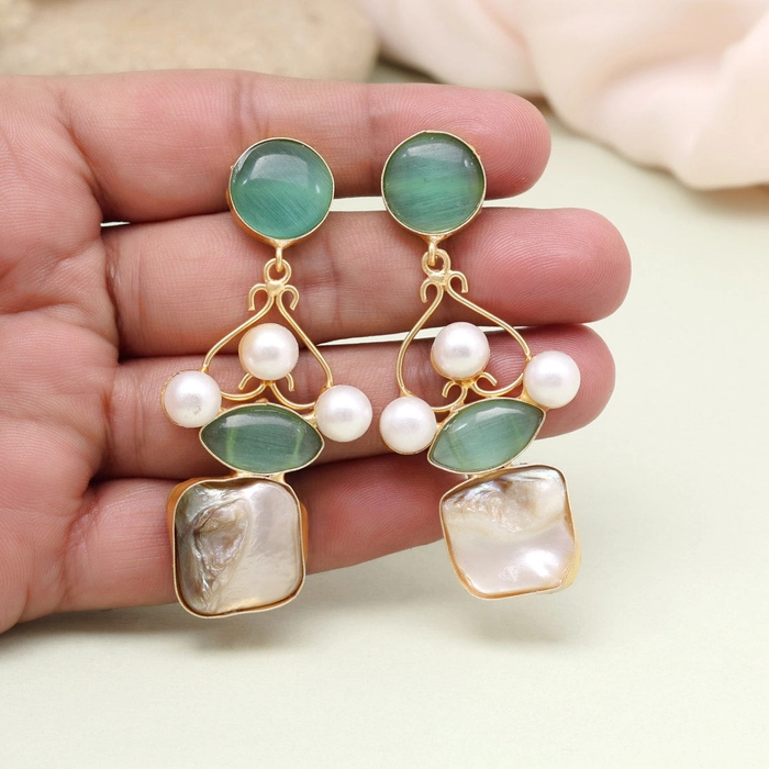 Lively Pista Green Color Amrapali Earrings