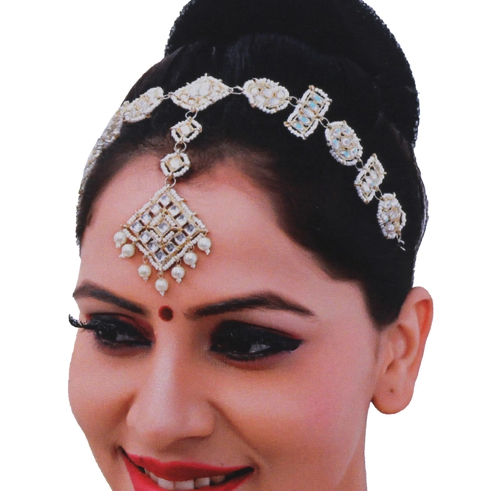 White Color Kundan Matha Patti (MTP332WHT)