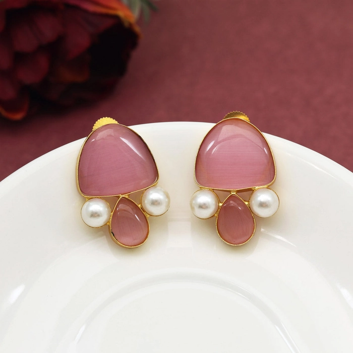 Pink Color Amrapali Earrings (AMPE435PNK)