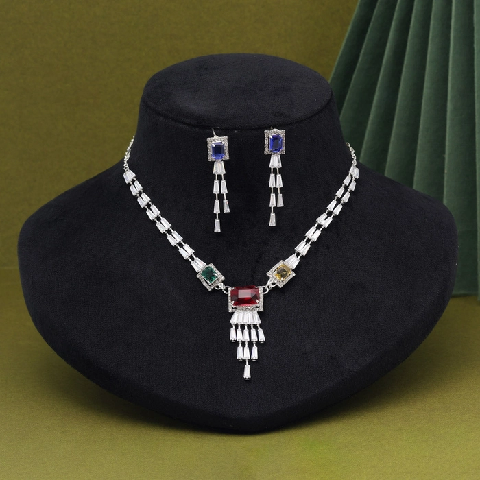 Assorted Color Stone Necklace Set (STN220MLT)
