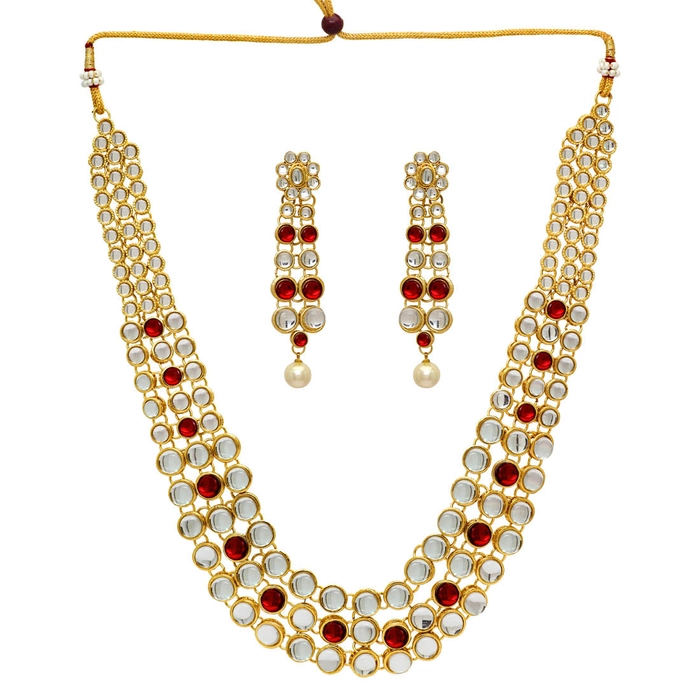 Wedding Collection Maroon Color Kundan Necklace Set