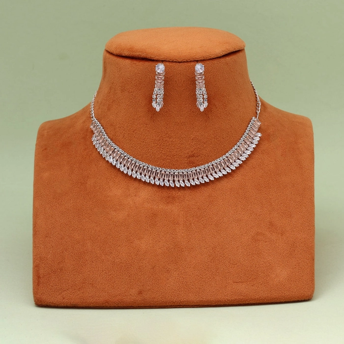 Peach Color Stone Necklace Set (STN231PCH)