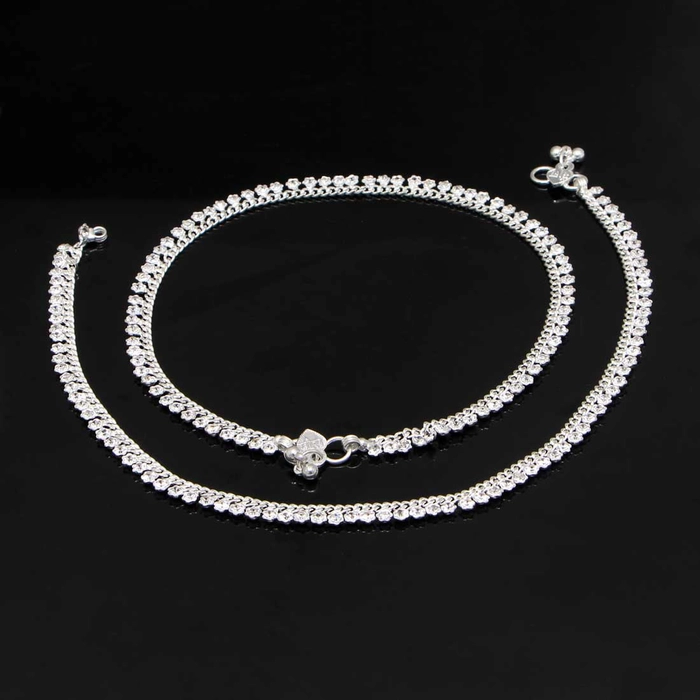 Silver Color Rhinestone Anklets (ANK353SLV)