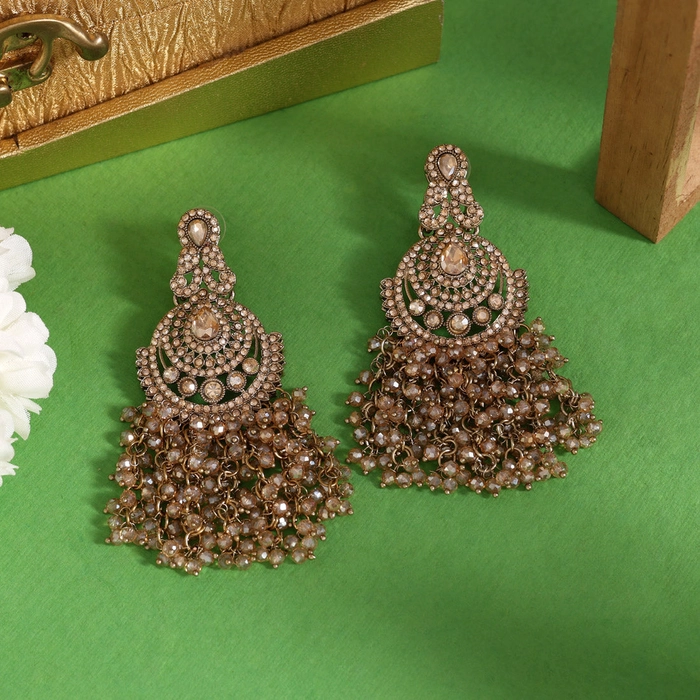 Gold Color Kundan Pakistani Earrings (KDE980GLD)