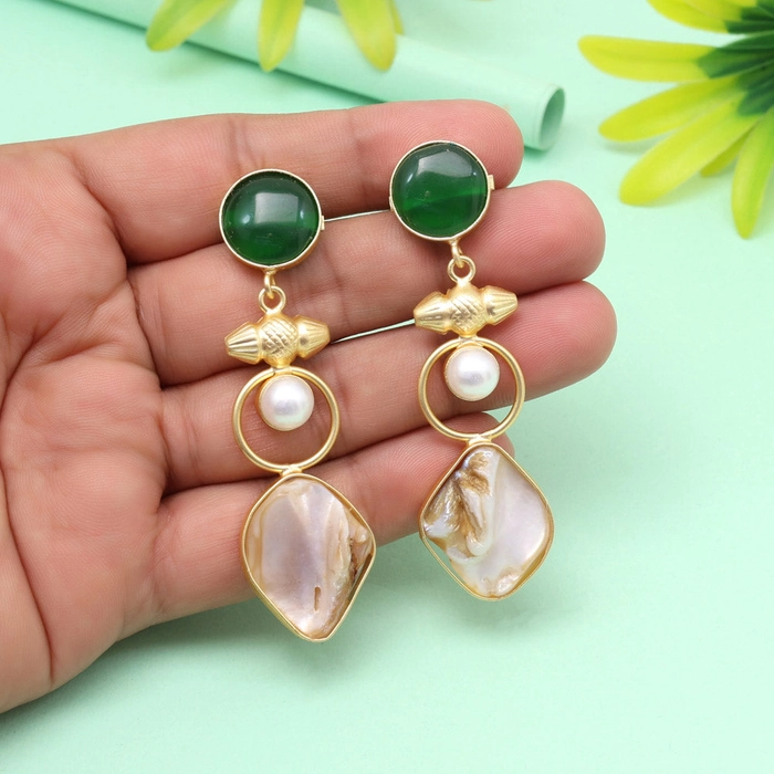 Leaf Green Color Amrapali Earrings