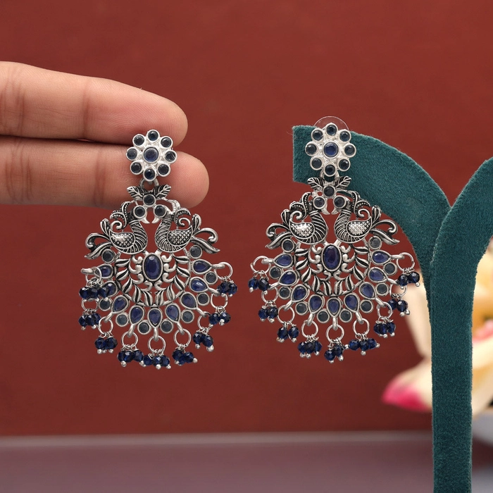 Blue Color Oxidised Earrings (GSE3083BLU)