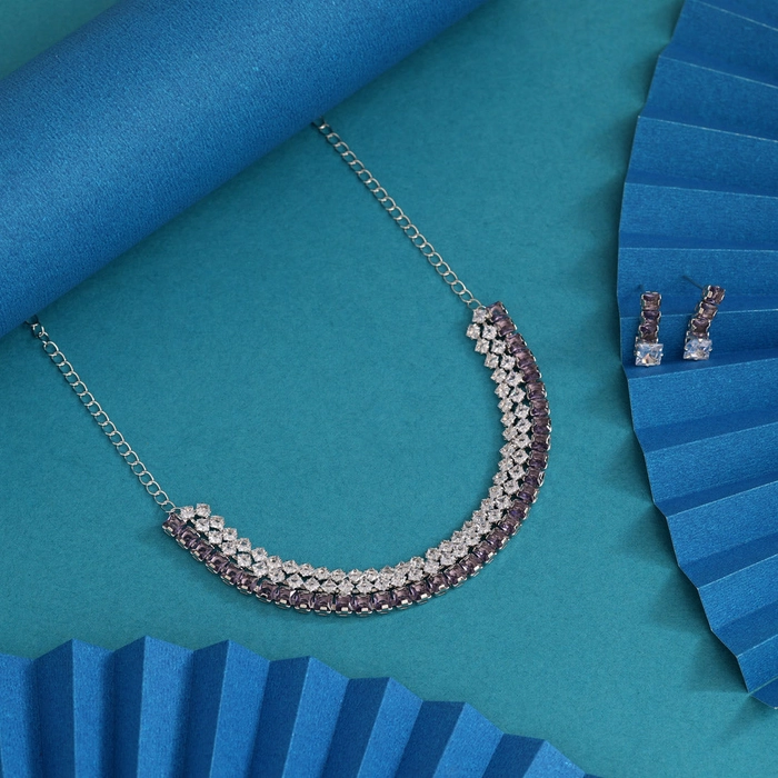 Purple Color Stone Necklace Set