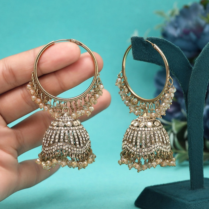 Antique Gold Color Kundan Earrings