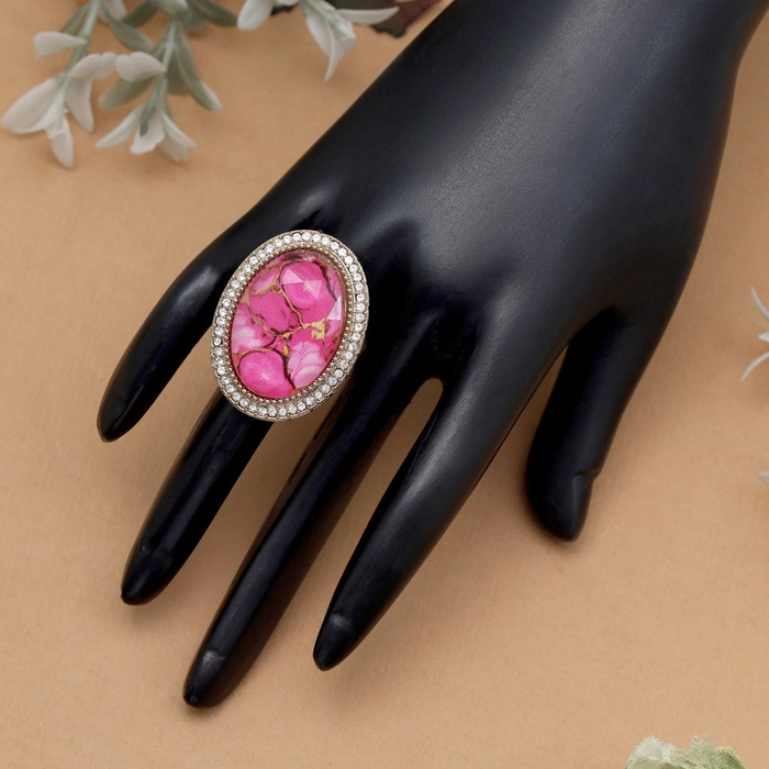 Blush Pink Color Kundan Ring For Women