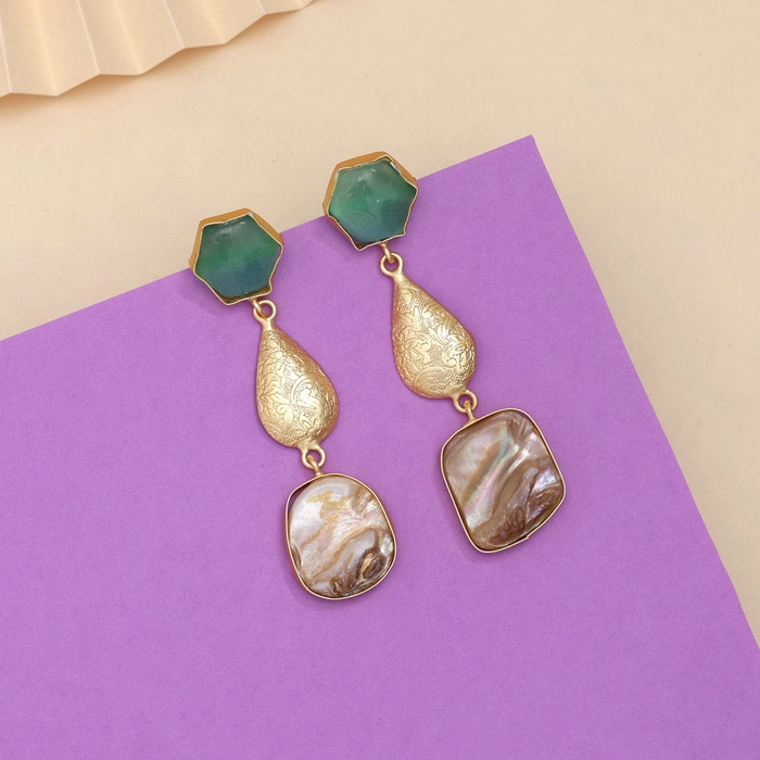 Frosted Pista Green Color Amrapali Earrings