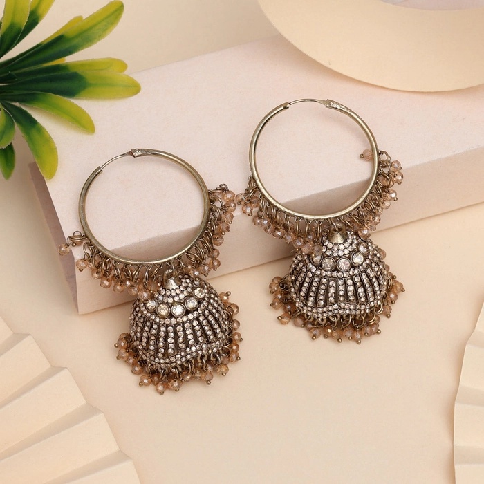 Antique Gold Color Kundan Earrings