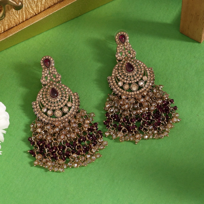 Turquoise Blue Color Kundan Pakistani Earrings (KDE980TBLU)