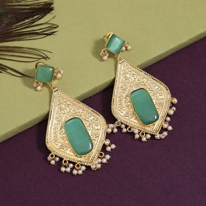 Rama Green Color Amrapali Earrings