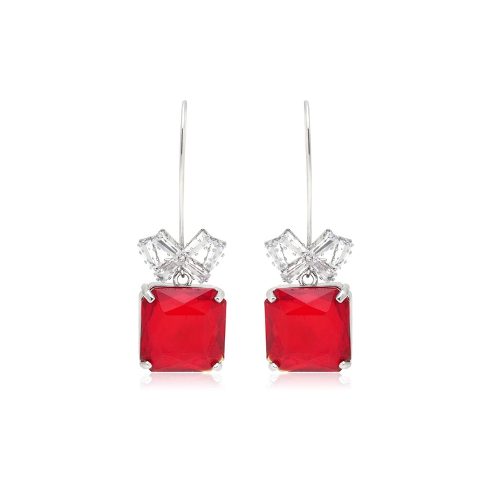 Red Color American Diamond Earrings (ADE597RED)